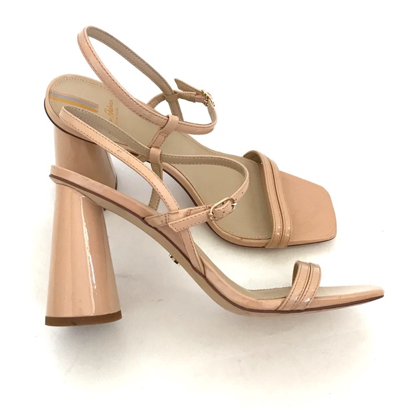 SAM EDELMAN Kit Block Heel Squared Open Toe Slingback Heeled Sandal Beige Size 9 - Picture 1 of 16